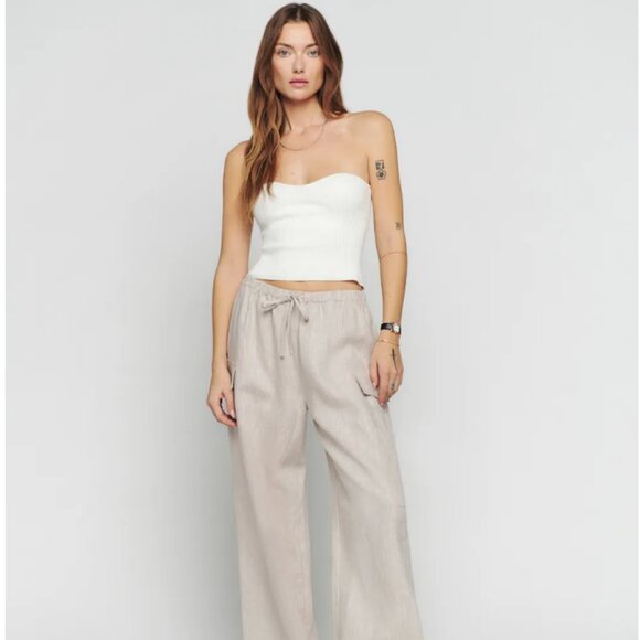 REFORMATION Ethan Linen Pant (OATMEAL) XS - Picture 1 of 4